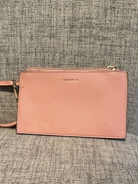 Anne Klein Pink Leather Zip Wristlet